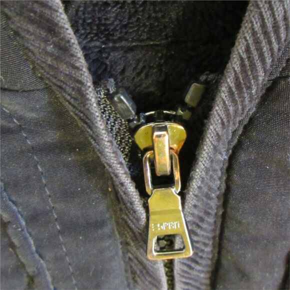 Womens Winter Coat 80's Stlye Hooded Toggle Buttons Black Esprit Black Lined - Picture 6 of 9